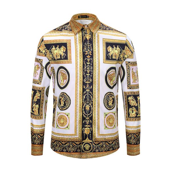 ximiwua fashion men shirt casual slim fit long sleeve golden pattern print chemise homme, White;black
ximiwua fashion men shirt casual slim fit long sleeve golden pattern print chemise homme, White;black