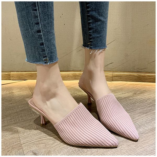 new 2020 elegant women mules sandal slip on pointed toe knitting slides thin heel closed toe slipper dress sheos, Black
new 2020 elegant women mules sandal slip on pointed toe knitting slides thin heel closed toe slipper dress sheos, Black