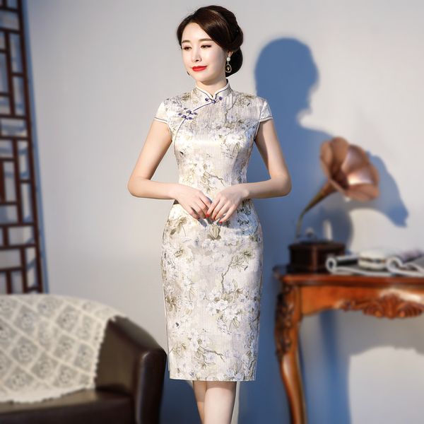 sheng coco yellow silk knee-length dresses summer chinese cheongsam qi buckle elegant evening qipao chinese shanghai dress short, Red
sheng coco yellow silk knee-length dresses summer chinese cheongsam qi buckle elegant evening qipao chinese shanghai dress short, Red