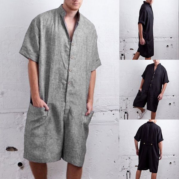 men's pants heflashorsummer loose men rompers cotton half sleeve button vintage casual solid cargo overalls jumpsuit trousers, Black
men's pants heflashorsummer loose men rompers cotton half sleeve button vintage casual solid cargo overalls jumpsuit trousers, Black