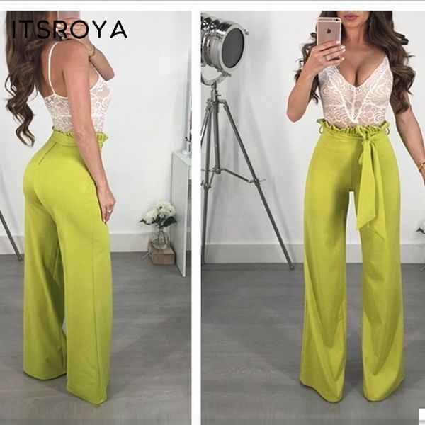 itsroya 2020 fashion women wide leg pants elegant green pants high waist casual trousers side bow tied woman long, Black;white
itsroya 2020 fashion women wide leg pants elegant green pants high waist casual trousers side bow tied woman long, Black;white