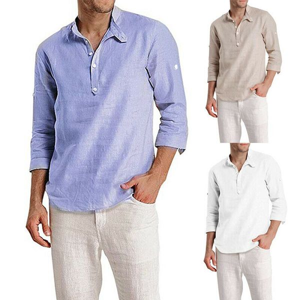 brand new men cotton linen t-shirt three quarter sleeve summer casual loose breathable button solid loose fashion 2019, White;black
brand new men cotton linen t-shirt three quarter sleeve summer casual loose breathable button solid loose fashion 2019, White;black