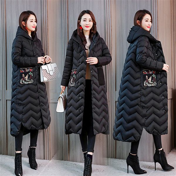 over-the-knee mid-length cotton coat women's 2018 new style winter chinese-style embroidered retro cotton-padded jacket ethnic-s, Blue;black
over-the-knee mid-length cotton coat women's 2018 new style winter chinese-style embroidered retro cotton-padded jacket ethnic-s, Blue;black