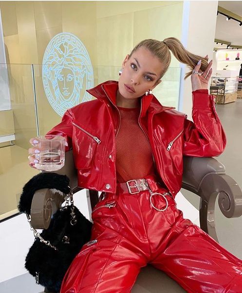 fashion red bright glossy patent leather windbreaker jackets female european street wind oversize patent leather jackets f37, Black
fashion red bright glossy patent leather windbreaker jackets female european street wind oversize patent leather jackets f37, Black