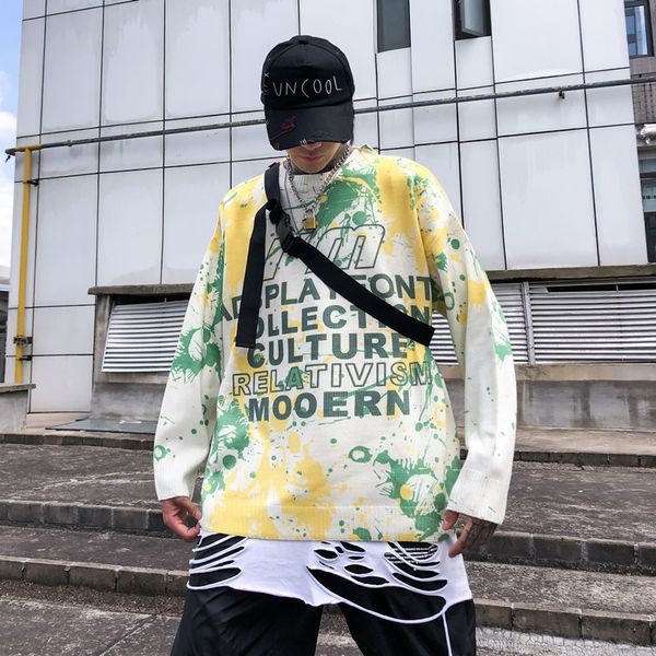 men's sweaters tie-dye knitted letter print hit color pullovers men autumn winter casual couple wear loose streetwear male, White;black
men's sweaters tie-dye knitted letter print hit color pullovers men autumn winter casual couple wear loose streetwear male, White;black