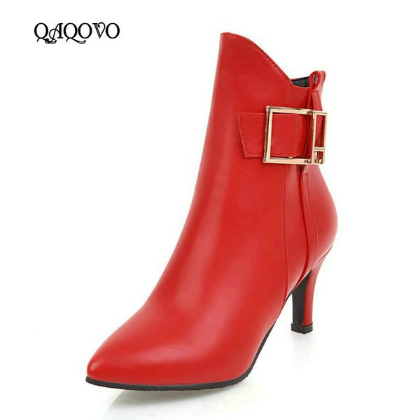women's thin high heel ankle boots fashion zipper boots women buckle pointed toe fall winter shoes woman black red
women's thin high heel ankle boots fashion zipper boots women buckle pointed toe fall winter shoes woman black red