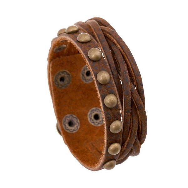 new fashion men bracelet leather handmade vintage brown rivet men jewelry wrap bracelets and bangles alloy buckle adjustable, Golden;silver
new fashion men bracelet leather handmade vintage brown rivet men jewelry wrap bracelets and bangles alloy buckle adjustable, Golden;silver