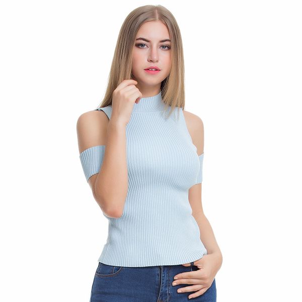women sweaters and pullovers slit sleeve strapless elasticity slim knitted sky blue shrug comfortable, White;black
women sweaters and pullovers slit sleeve strapless elasticity slim knitted sky blue shrug comfortable, White;black