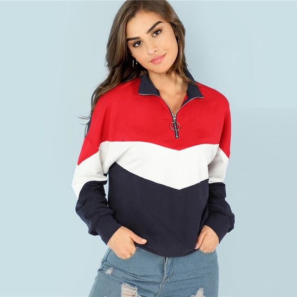 zogaa sweatshirts pullover women multicolor casual zip half placket color block stand collarbluzy damskie sweatshirts, Black
zogaa sweatshirts pullover women multicolor casual zip half placket color block stand collarbluzy damskie sweatshirts, Black