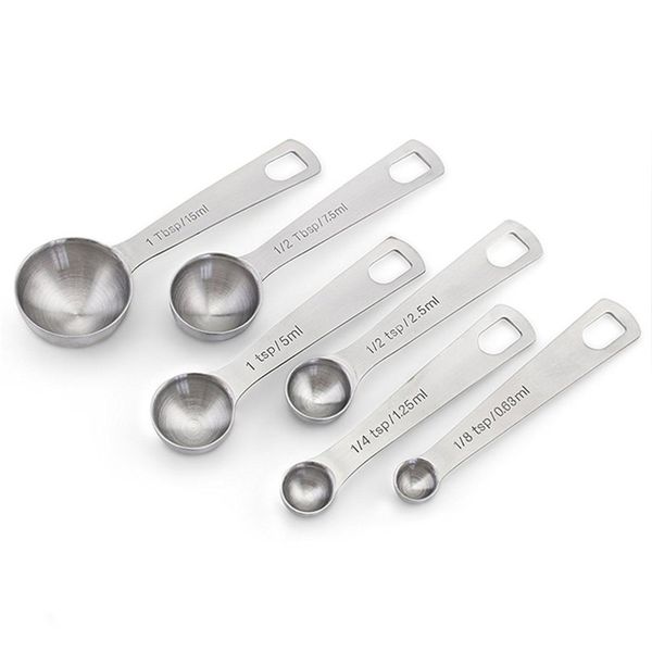 

Stainless Steel Spoon Seasoning Measuring Spoon Baking Small Six-piece Gauge Spoon Set Kitchen Tools