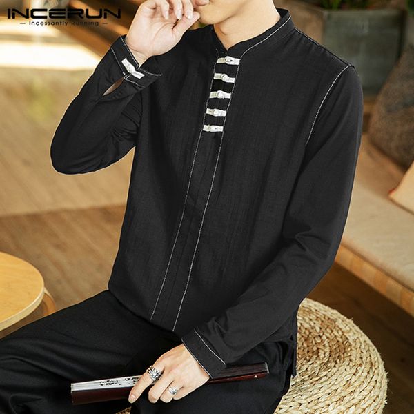 incerun chinese style men solid long sleeve collar retro buckle shirt pullover fashion cotton linen baggy mens blouse streetwear, White;black
incerun chinese style men solid long sleeve collar retro buckle shirt pullover fashion cotton linen baggy mens blouse streetwear, White;black