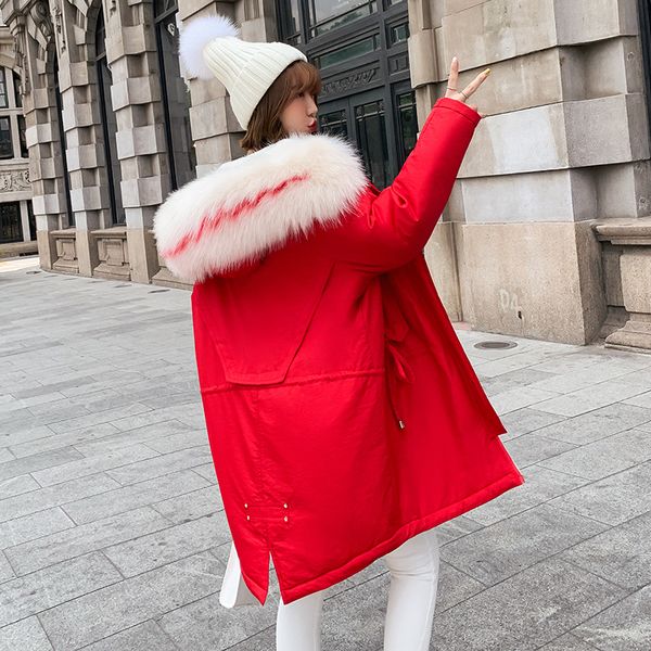 winter warm cotton padded long parka women hooded jacket coat large faux fur collar thick loose wool liner snow outwear, Black
winter warm cotton padded long parka women hooded jacket coat large faux fur collar thick loose wool liner snow outwear, Black