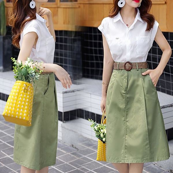 new fashion summer chiffon t-shirt with dress for office ladies matching set women sets clothes, White
new fashion summer chiffon t-shirt with dress for office ladies matching set women sets clothes, White