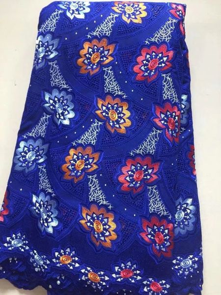 

5yards/pc nice looking royal blue african cotton fabric and flower embroidery swiss voile lace for clothes lc7-1
