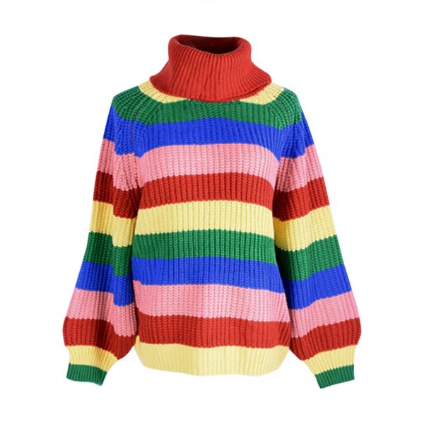 autumn winter sweater for women 2019 sweet turtleneck rainbow striped sweater women fashion loose sweaters new hot, White;black
autumn winter sweater for women 2019 sweet turtleneck rainbow striped sweater women fashion loose sweaters new hot, White;black