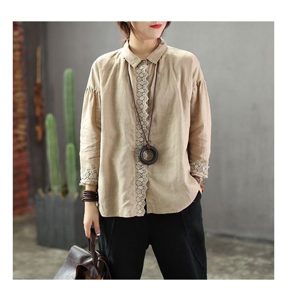 2019 fashion women loose cotton linen blouses summer long sleeve hollow out shirts casual lace patchwork, White
2019 fashion women loose cotton linen blouses summer long sleeve hollow out shirts casual lace patchwork, White