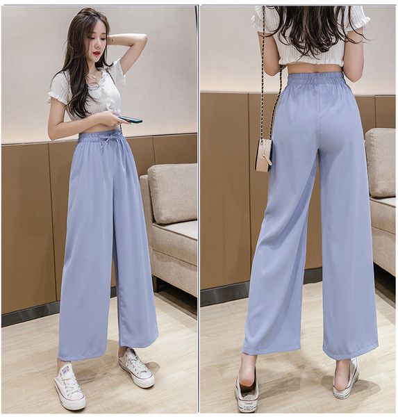 ps140 chiffon ice silk high waist wide leg pants, Black;white 
ps140 chiffon ice silk high waist wide leg pants, Black;white