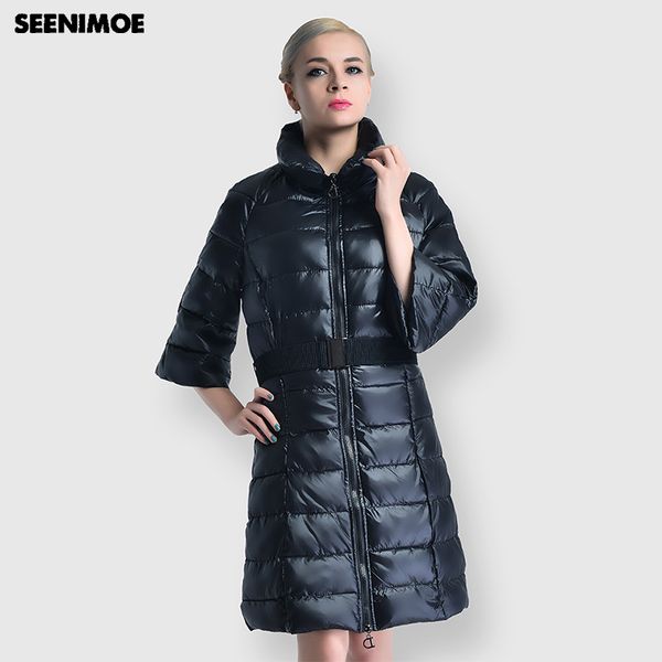 seenimoe 2018 women down jacket winter plus size long duck down jacket warm quality three quarter sleeve coat female parkas, Black
seenimoe 2018 women down jacket winter plus size long duck down jacket warm quality three quarter sleeve coat female parkas, Black