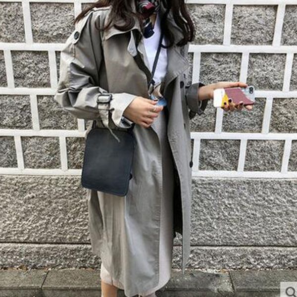 2019 women's spring autumn new korean version of the popular windbreaker women long double-breasted loose wild casual jacket, Tan;black
2019 women's spring autumn new korean version of the popular windbreaker women long double-breasted loose wild casual jacket, Tan;black