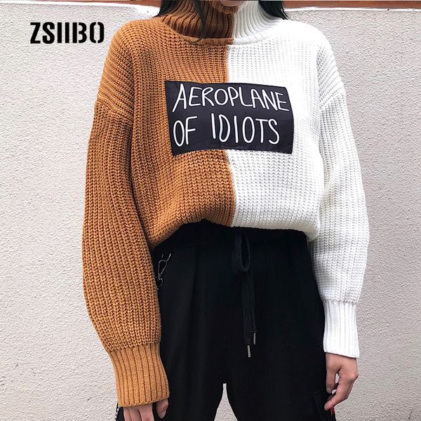 winter knit letter new korea harajuku ulzzang sweater turtleneck long sleeve hip hop casual fashion stitching fun sweater, White;black
winter knit letter new korea harajuku ulzzang sweater turtleneck long sleeve hip hop casual fashion stitching fun sweater, White;black