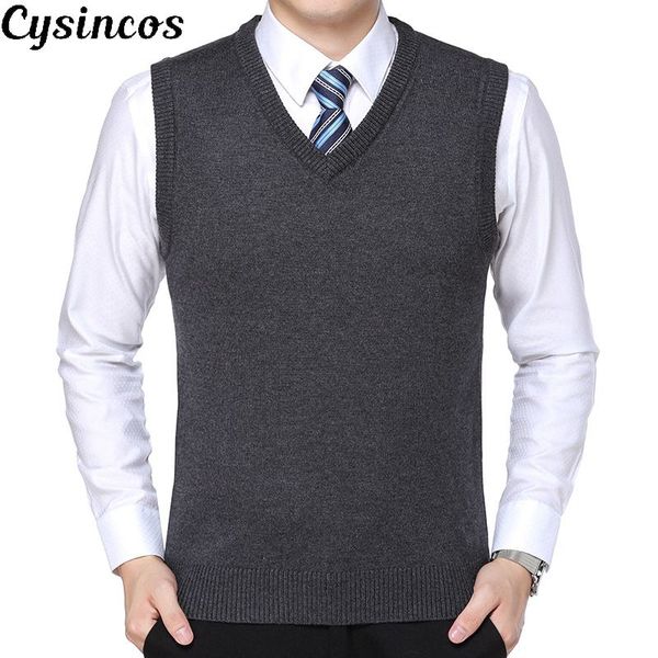 cysincos new 2019 knitted pullover male v-neck sleeveless formal business homme casual knitwear solid men thin sweaters vest, White;black
cysincos new 2019 knitted pullover male v-neck sleeveless formal business homme casual knitwear solid men thin sweaters vest, White;black