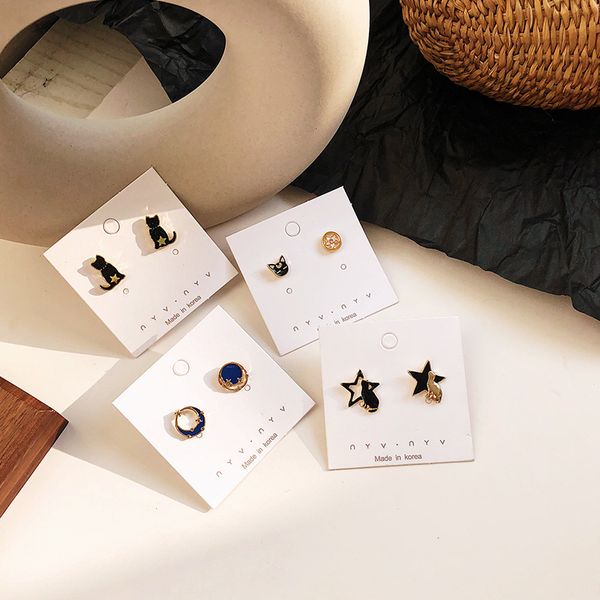 new trendy cute funny cat starry sky asymmetrical earrings for women jewelry girl cartoon statement stud earrings gifts, Golden;silver
new trendy cute funny cat starry sky asymmetrical earrings for women jewelry girl cartoon statement stud earrings gifts, Golden;silver