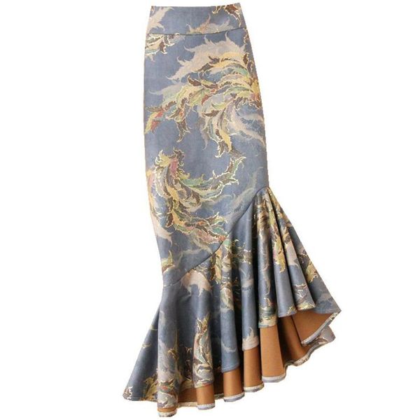 vintage suede mermaid skirt women autumn and winter irregular package hip high waist printed trumpet skirt plus size, Black
vintage suede mermaid skirt women autumn and winter irregular package hip high waist printed trumpet skirt plus size, Black