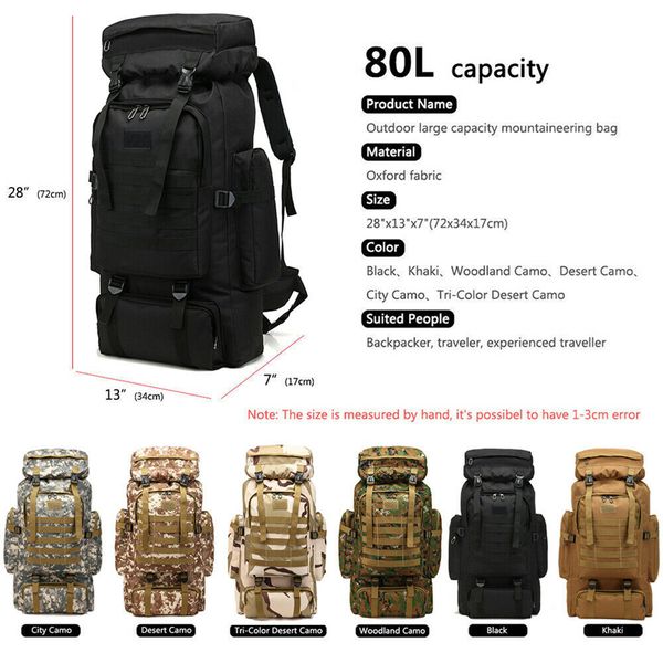 80l large capacity oxford cloth outdoor sports travel backpack shoulder pouch new chic
80l large capacity oxford cloth outdoor sports travel backpack shoulder pouch new chic