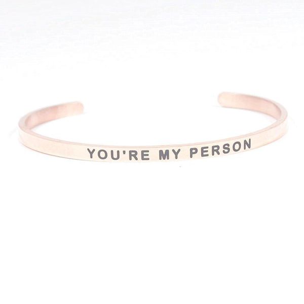 4mm "you're my person" inspirational quote cuff bracelet stainless steel personalise mantra bangles, Black
4mm "you're my person" inspirational quote cuff bracelet stainless steel personalise mantra bangles, Black