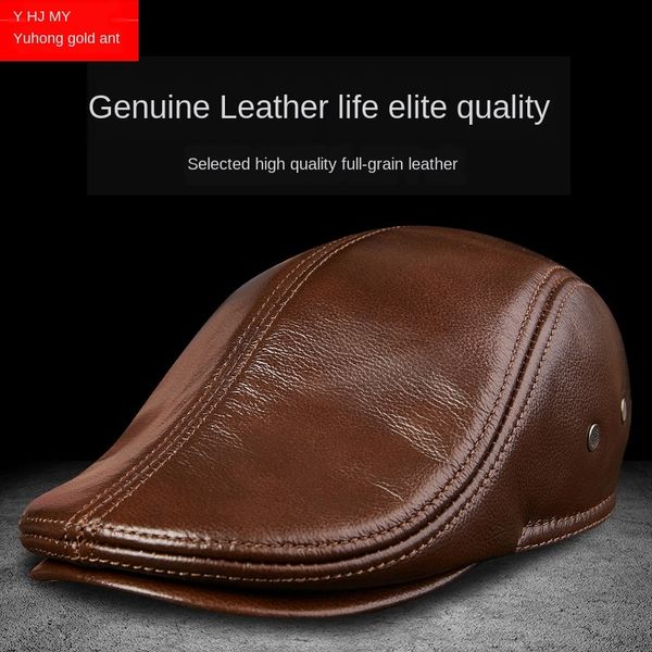 men's head layer cowhide winter hat men's cap middle-aged and elderly beilei forward cap real leather hat, Blue;gray
men's head layer cowhide winter hat men's cap middle-aged and elderly beilei forward cap real leather hat, Blue;gray