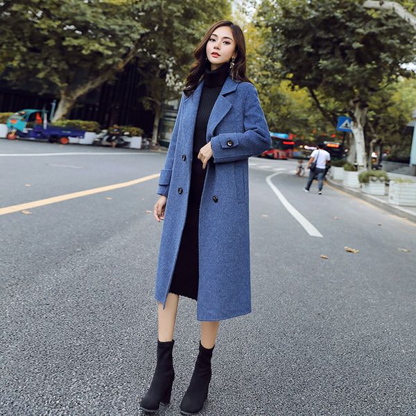 women winter 2019 coats autumn and winter coat new classic blue large size wool coat thick long female, Black
women winter 2019 coats autumn and winter coat new classic blue large size wool coat thick long female, Black