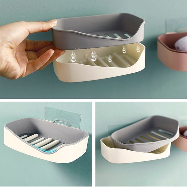 wall mounted self adhesive soap sponge dish no drilling storage box rack shelf double drain soap dishes bathroom accessories
wall mounted self adhesive soap sponge dish no drilling storage box rack shelf double drain soap dishes bathroom accessories