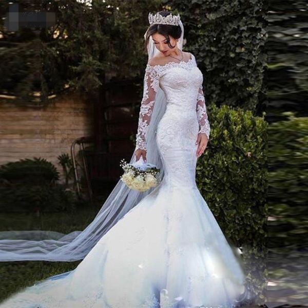 new elegant lace applique long sleeves mermaid wedding dresses strapless bridal gown celebrity vestido de noiva 2020 robe de mariee, White
new elegant lace applique long sleeves mermaid wedding dresses strapless bridal gown celebrity vestido de noiva 2020 robe de mariee, White