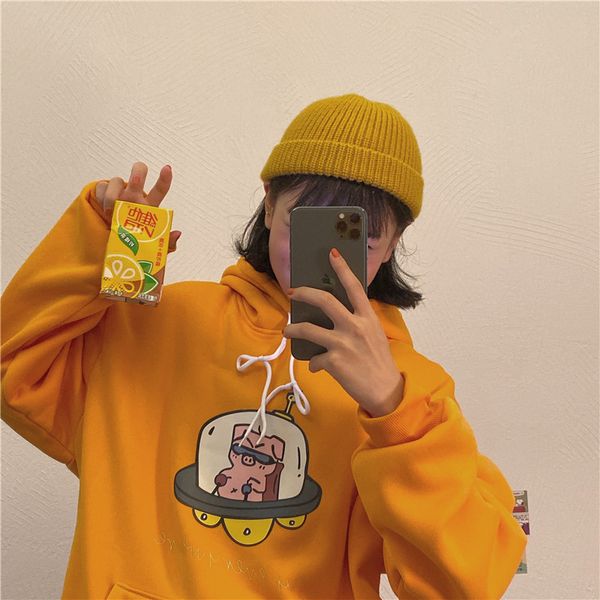winter warm harajuku bf casual loose streetwear pig cartoon cute ulzzang funny pullover women plus velvet hooded sweatshirt, Black
winter warm harajuku bf casual loose streetwear pig cartoon cute ulzzang funny pullover women plus velvet hooded sweatshirt, Black