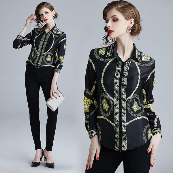 new 2019 spring runway luxury baroque printed ol women's blouses ladies casual office button front bow tie neck long sleeve slim shirts, White
new 2019 spring runway luxury baroque printed ol women's blouses ladies casual office button front bow tie neck long sleeve slim shirts, White