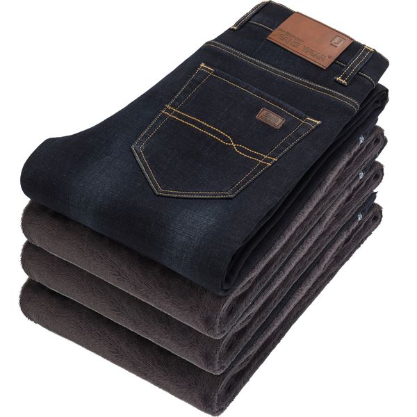 plus velvet thermal male jeans winter thickening mens clothing black long trousers business man denim fleece trousers, Blue
plus velvet thermal male jeans winter thickening mens clothing black long trousers business man denim fleece trousers, Blue