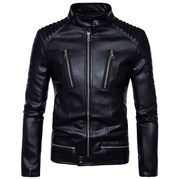 men's pu jacket boutique punk men's locomotive multi-zip leather motorcycle leather jacket jacket, Black
men's pu jacket boutique punk men's locomotive multi-zip leather motorcycle leather jacket jacket, Black