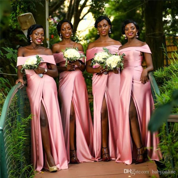 south african nigerian elegant pink split bridesmaid dresses 2019 off shoulder maid of honor gowns for summer garden wedding guest, White;pink
south african nigerian elegant pink split bridesmaid dresses 2019 off shoulder maid of honor gowns for summer garden wedding guest, White;pink
