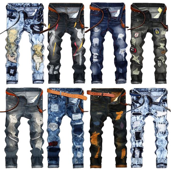 fashion vintage mens ripped jeans pants slim fit distressed hip hop denim cool male novelty streetwear jean trousers, Blue
fashion vintage mens ripped jeans pants slim fit distressed hip hop denim cool male novelty streetwear jean trousers, Blue