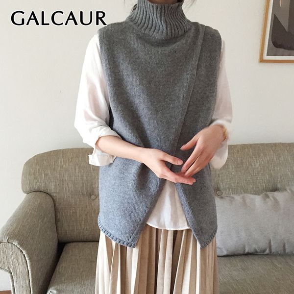 galcaur casual knitting women vest mandarin collar sleeveless split hem oversize loose slim female clothing 2019 autumn tide, Black;white
galcaur casual knitting women vest mandarin collar sleeveless split hem oversize loose slim female clothing 2019 autumn tide, Black;white