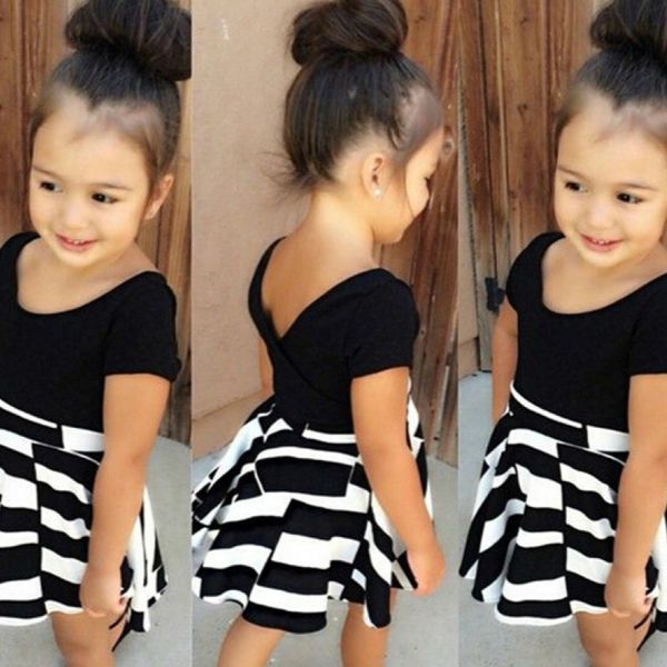 two piece children girls suit short sleeve baby girl t shirt black striped skirt fashion style summer toddler girl clothes set, White
two piece children girls suit short sleeve baby girl t shirt black striped skirt fashion style summer toddler girl clothes set, White