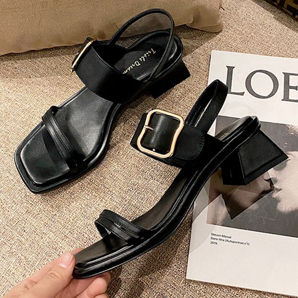 2020 elegant sandals womens genuine leather chunky med heel gladiator rome buckle sandals shoes woman, Black
2020 elegant sandals womens genuine leather chunky med heel gladiator rome buckle sandals shoes woman, Black