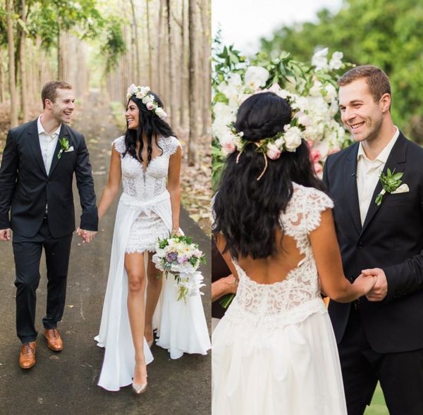 short sleeveless wedding dresses with removable skirt wedding gowns full lace v-neck cap sleeves backless vintage bridal dresses a84, White
short sleeveless wedding dresses with removable skirt wedding gowns full lace v-neck cap sleeves backless vintage bridal dresses a84, White