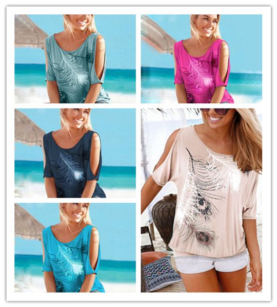 summer women off shoulder t shirt short batwing sleeve feather printed loose pullover plus size blouse tees s-5xl d22003, Blue
summer women off shoulder t shirt short batwing sleeve feather printed loose pullover plus size blouse tees s-5xl d22003, Blue