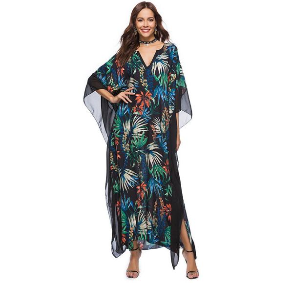 2019 spring new women's wear v collar bat sleeve splicing color collision longuette printing dress women's clothing casual dresses, Black;gray
2019 spring new women's wear v collar bat sleeve splicing color collision longuette printing dress women's clothing casual dresses, Black;gray