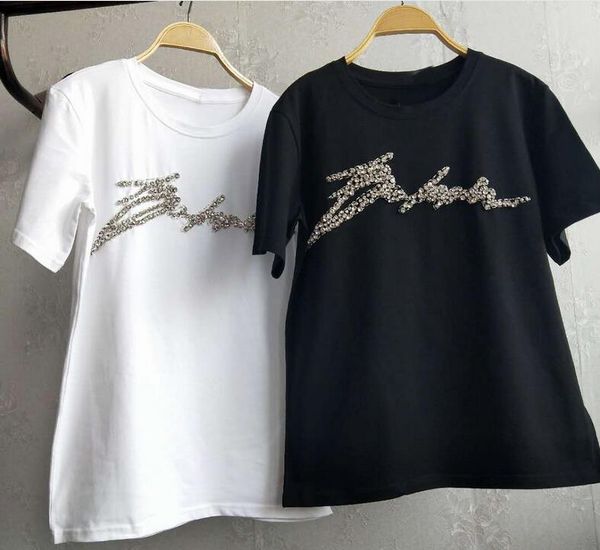 women summer cotton t-shirt new arrived classic fashion brand original ins ladies loose soft round neck diamond letter t-shirt, White
women summer cotton t-shirt new arrived classic fashion brand original ins ladies loose soft round neck diamond letter t-shirt, White