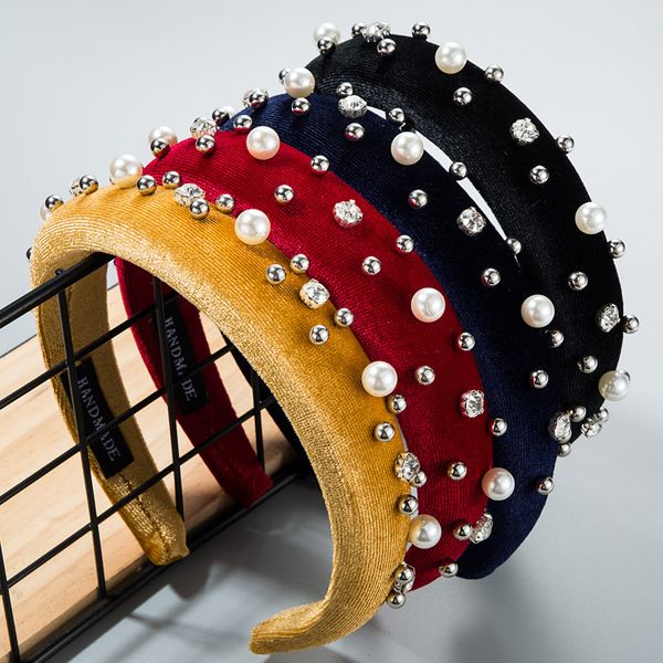 fashion gold velvet diamond-encrusted alloy small round pearl-encrusted pearl temperament hairband women all-match wide edge headband, Silver
fashion gold velvet diamond-encrusted alloy small round pearl-encrusted pearl temperament hairband women all-match wide edge headband, Silver