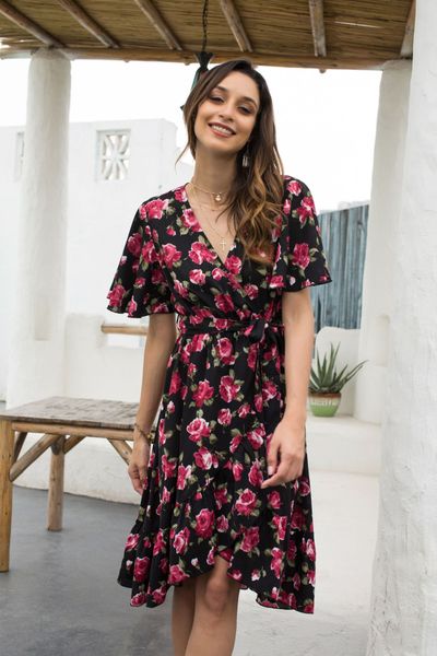 2020 summer women dress casual elastic waist a-line v-neck boho beach red dresses short sleeve ladies autumn loose print long dress, Black;gray
2020 summer women dress casual elastic waist a-line v-neck boho beach red dresses short sleeve ladies autumn loose print long dress, Black;gray