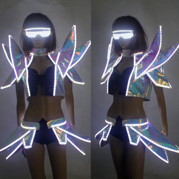 white color led light flashing women suit dress costume led luminous lady bra vest and pants suit for party dj club
white color led light flashing women suit dress costume led luminous lady bra vest and pants suit for party dj club