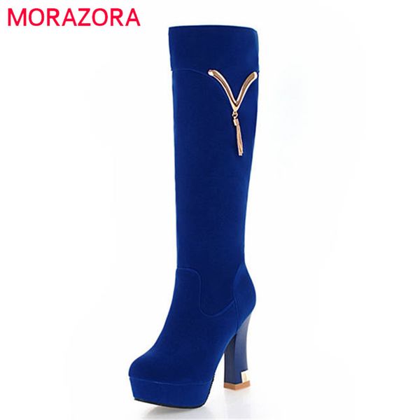 morazora 2020 new arrival knee high boots women flock autumn winter platform boots zipper elegant high heels shoes, Black
morazora 2020 new arrival knee high boots women flock autumn winter platform boots zipper elegant high heels shoes, Black